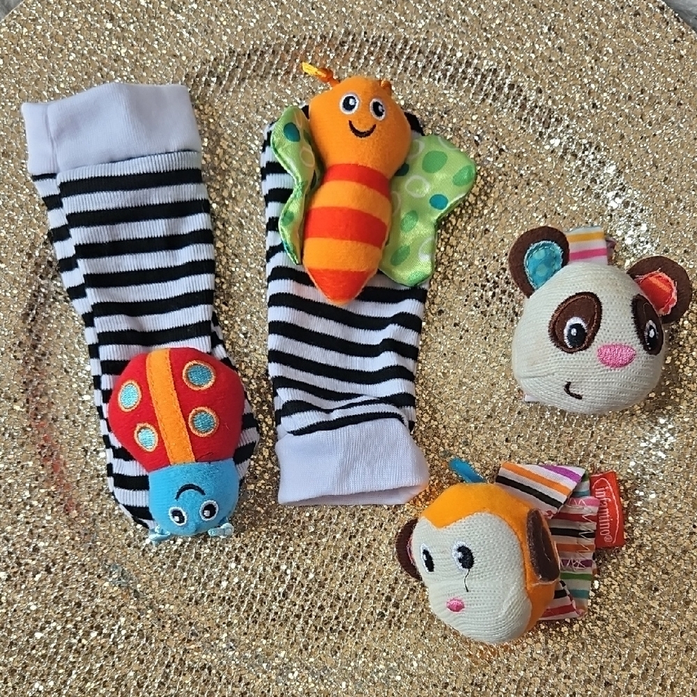 Striped Baby Socks with Animal Toys